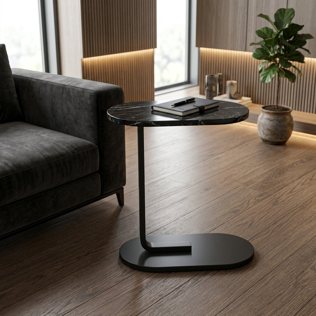 Fixed Height C-Shape Sofa Side Table