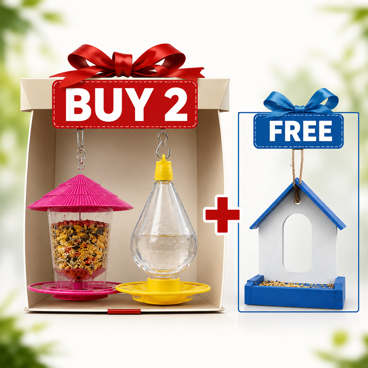 Buy 2 Bird Feeders + FREE PVC Bird Feeder